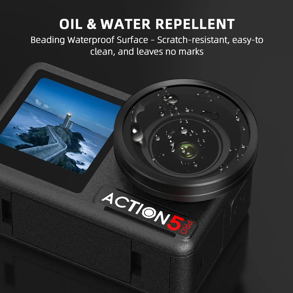 BRDRC Wide Angle Lens for DJI Action 5 Pro 180° Super Wide View Camera Outdoor Vlog Accessories