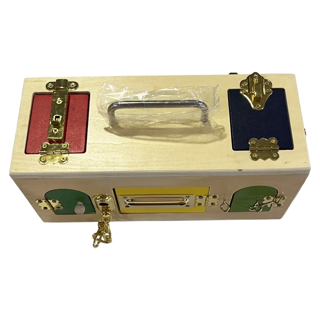 Wooden Montessori Educational Material Lock Latch Box Baby Kids Toys Gift