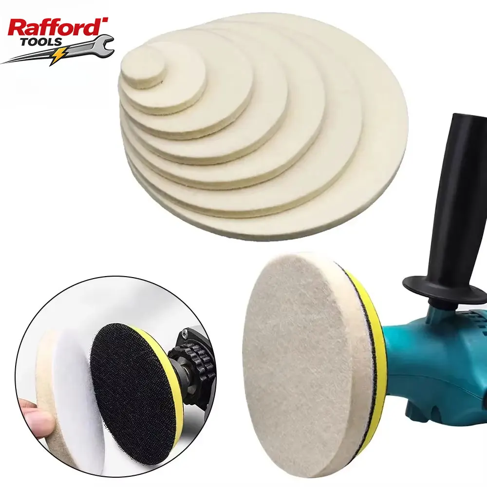 Disco de Polimento em Feltro de Lã Rafford 75-180mm para Furadeira M10/M14, Esmerilhadeira Angular, Reparo de Arranhões em Vidro, Aço Inoxidável e Metal