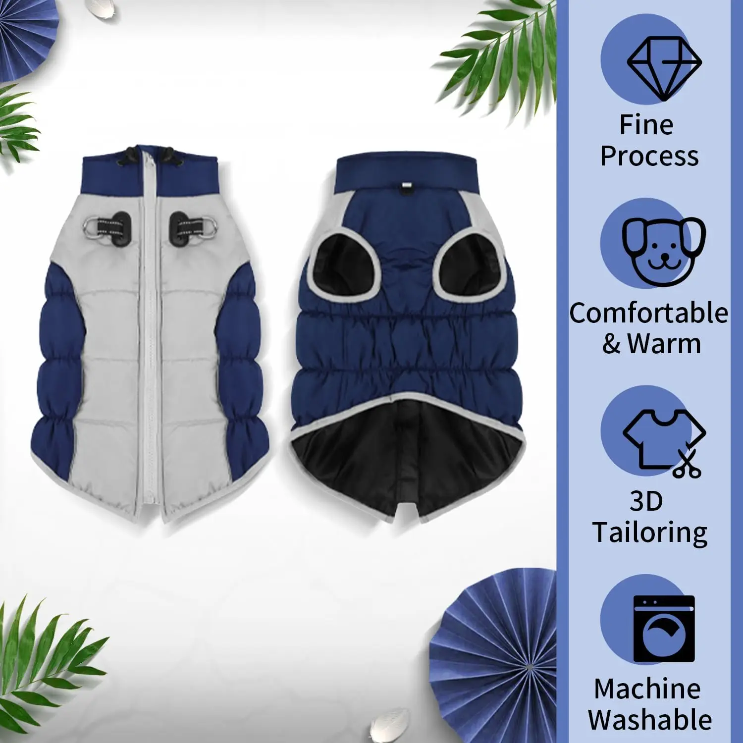 Vestiti caldi invernali per cani Costumi per cani Cappotto per cuccioli Giacca Autunno Abbigliamento per animali domestici impermeabile Gilet per cani di piccola taglia media grande