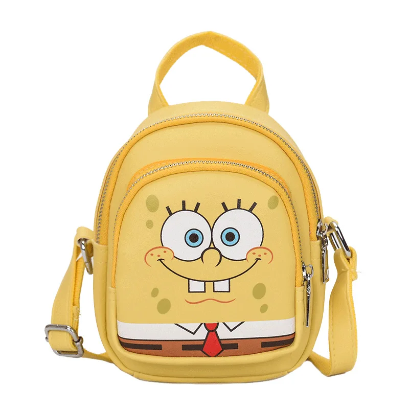 Original Cartoon SpongeBob Schwammkopf Kinder PU Rucksack Mini Schultasche Mädchen und Jungen Niedliche Umhängetasche