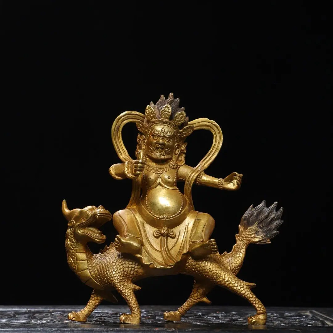 Exquisite brass gilded white God of Wealth Buddha statue ornament Tibetan Tantric home and Buddhist hall decoration crafts