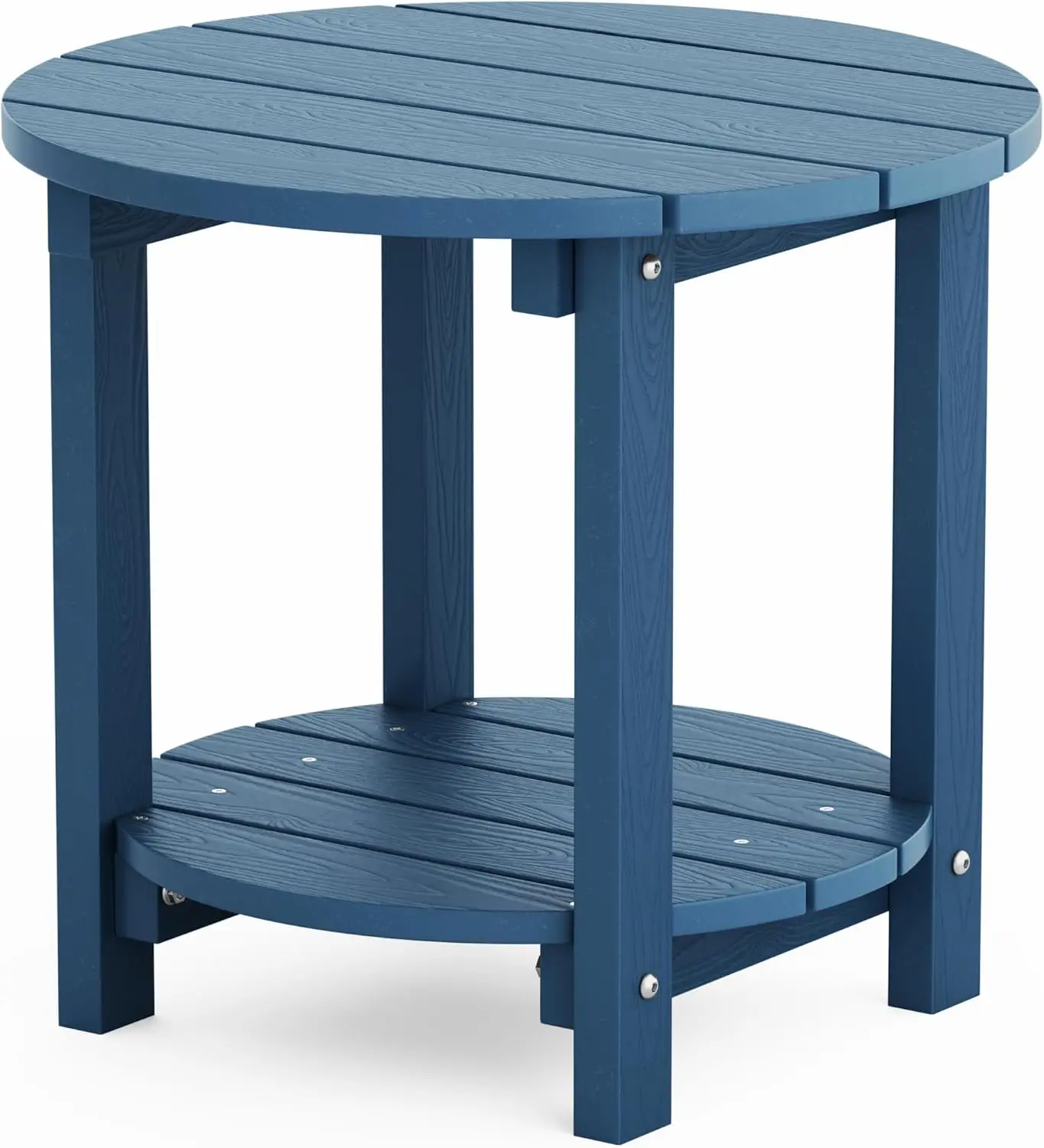 

18" Double Outdoor Side Table, Poly Lumber End Table, Weather Resistant for Indoor, Patio, Pool, Porch, Backyard in Navy