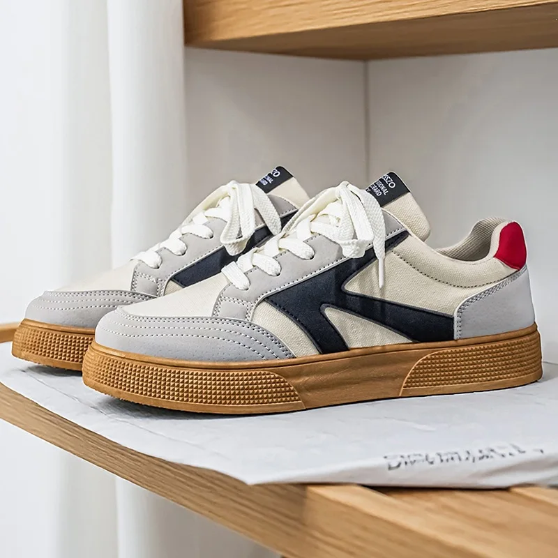 

2026 Men's Trendy Casual Canvas Shoes Comfortable Versatile Thick Soled Anti-Slip Board Shoes for Daily Wear