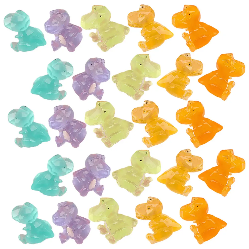 

30pcs Glow Dinosaur Figurines Resin Mini Landscape Decor Cartoon Glow Dark Dinosaur Decorations For Yard Ornaments Car Garden