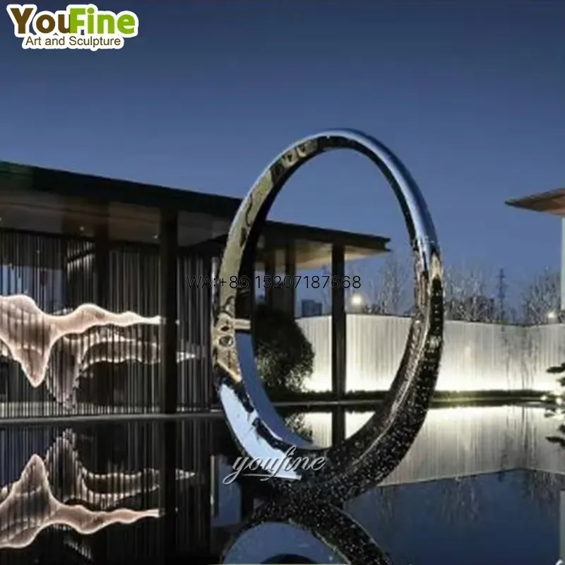 Wmwmnu Handmade Large Stainless Steel Metal Circle Statue Sculpture for Outdoor Garden Decor