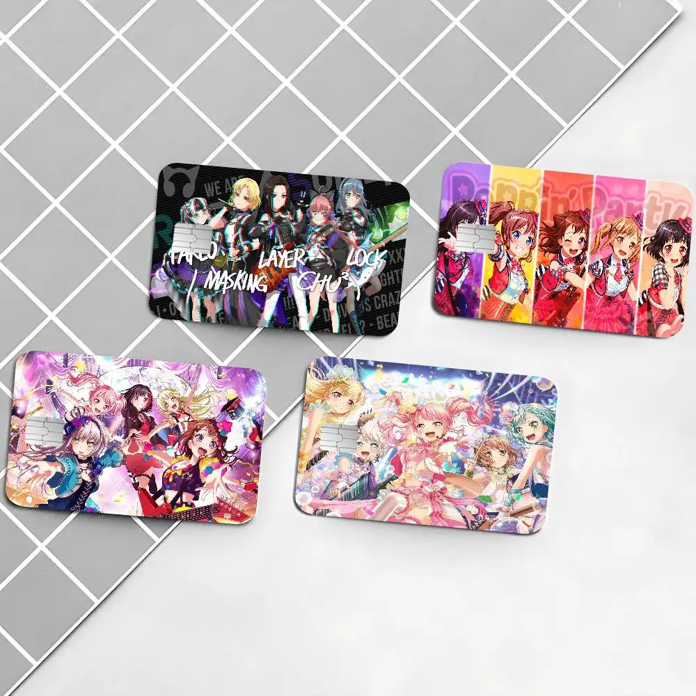 B-BanG Dream Cartoon Anime Front Cover Film Sticker Skin for Credit Debit Card Small Large Chip