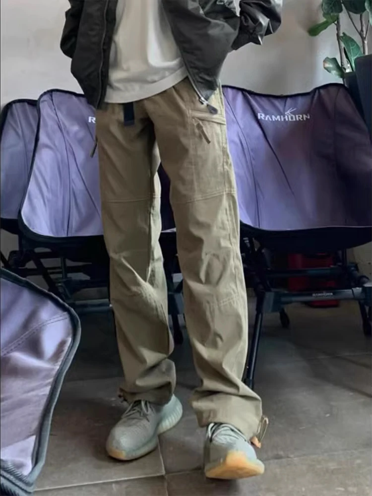 

Нейлоновые мужские брюки для спецодежды, ветрозащитные, водонепроницаемые, Qui Dry, походные брюки с высокой талией, длинные прямые брюки, модные повседневные брюки