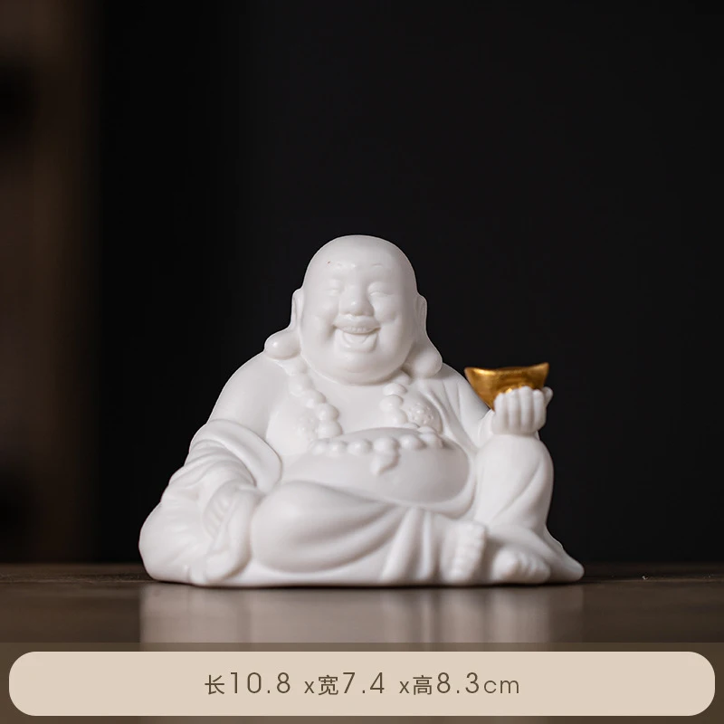 Creative Ceramic Maitreya Ornament, Laughing Buddha With A Big Belly, Zen-Inspired Decoration For Living Room, Office, De