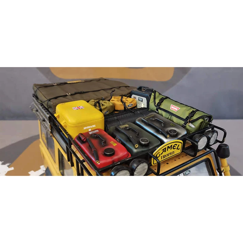 Replica tetto bagaglio borsa tamburo olio scena Rc per 1/10 RC Crawler auto Traxxas TRX4 Defender RC4WD D90 D110 Camel Cup parti fai da te