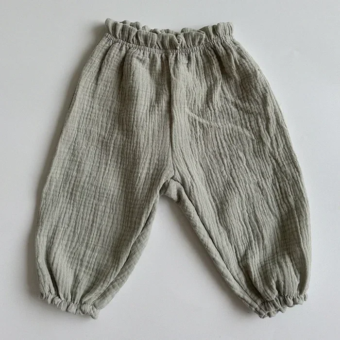 Muslin Infant Baby Boys Girls Pants Casual Cotton Loose Lantern Pants Full Pants Toddler Kids Trousers