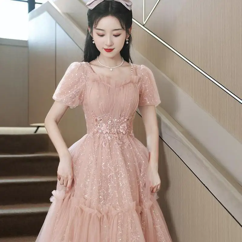 Sweet Short Evening Dresses With Puff Sleeve Classic Lace Applique Tulle Robe De Soiree Elegant Simple Vestidos Customized