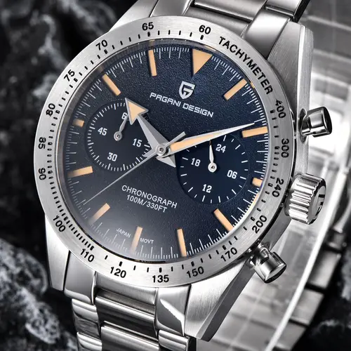 Imagen 2 del producto PAGANI DESIGN 2024 nuevo reloj de cuarzo Retro de lujo con forma de luna para hombre, reloj de pulsera deportivo con cronógrafo de velocidad VK64 AR, reloj con cristal de zafiro