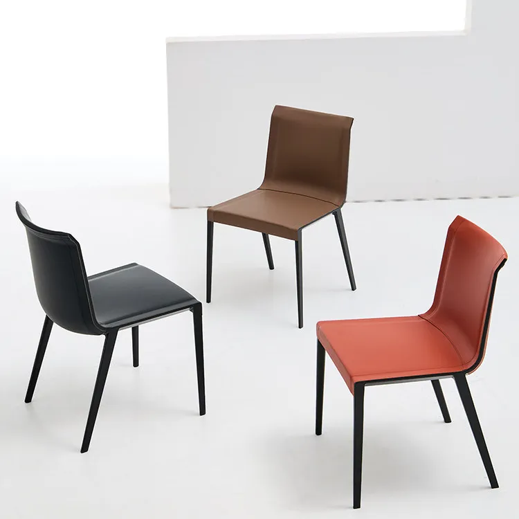 Dining chair Italian light luxury saddle microfiber chair cowhide leather saddle chair