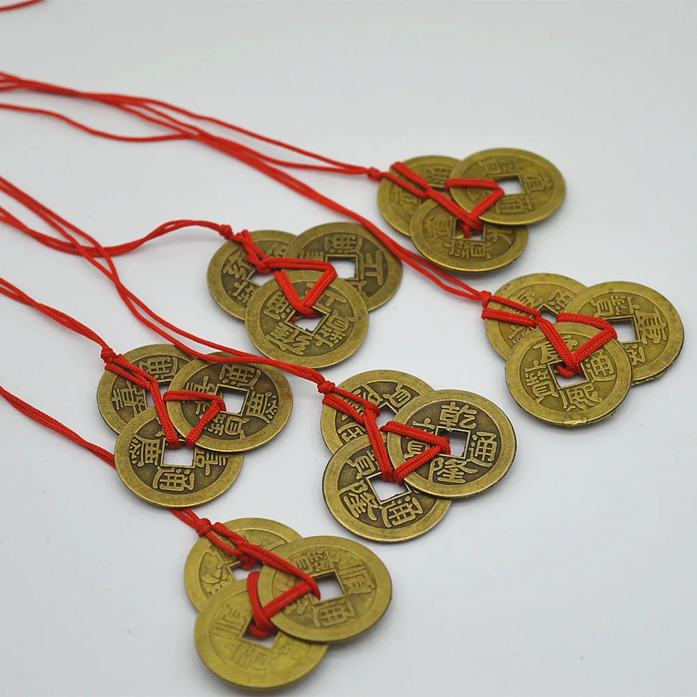 1 Set Of 3 Chinese Feng Shui Coin For Wealth And Success Lucky Lucky Charms Copper Coin Antique Pendant Best Wishes Gifts