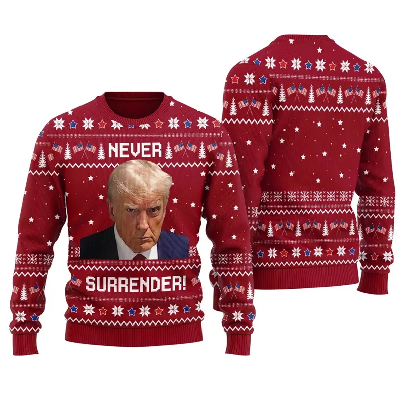 Biden und Trump bedruckter hässlicher Pullover Festival Persönlichkeit Rundhalspullover Top lustiges Muster Street Festival Geschenk Sweatshirt