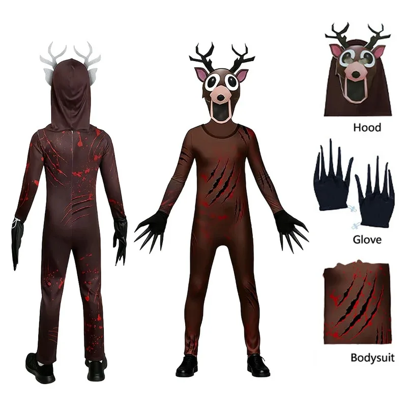 هالوين 99 ليال في الغابة تأثيري الغزلان زي الاطفال Fnaf الرهيبة لعبة بذلة الأولاد الرنة هدية الكريسماس الاسمية Coslao