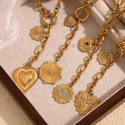 E.B.belle New In Heart Evil Eye Star Of David Pendant Various Sizes O-Chain Necklace one piece Stainless steel jewelry woman