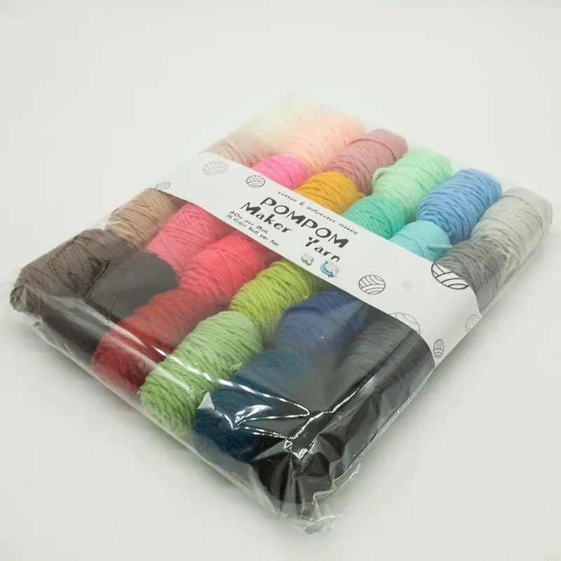 

X6HC 5 нитей 24 цвета хлопчатобумажная полиэфирная пряжа для изготовления помпонов DIY вязание ручной работы поделки