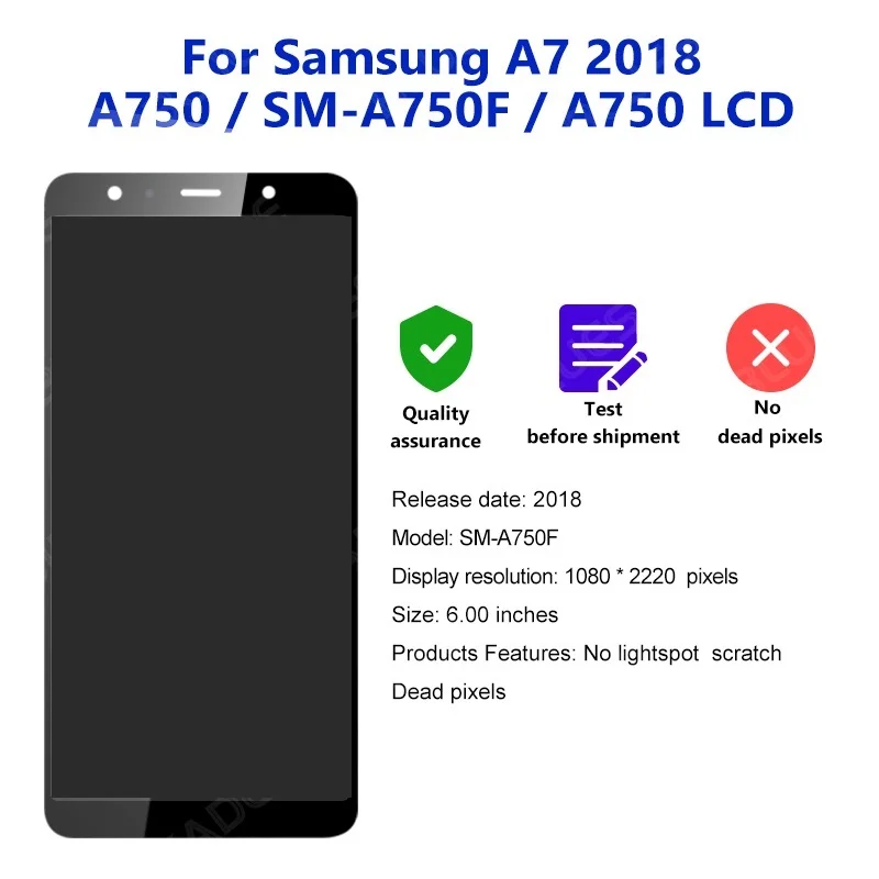 New Super AMOLED For Samsung Galaxy A750 LCD Touch Screen Digitizer For Samsung A750F A7 2018 LCD Display Replacement Parts