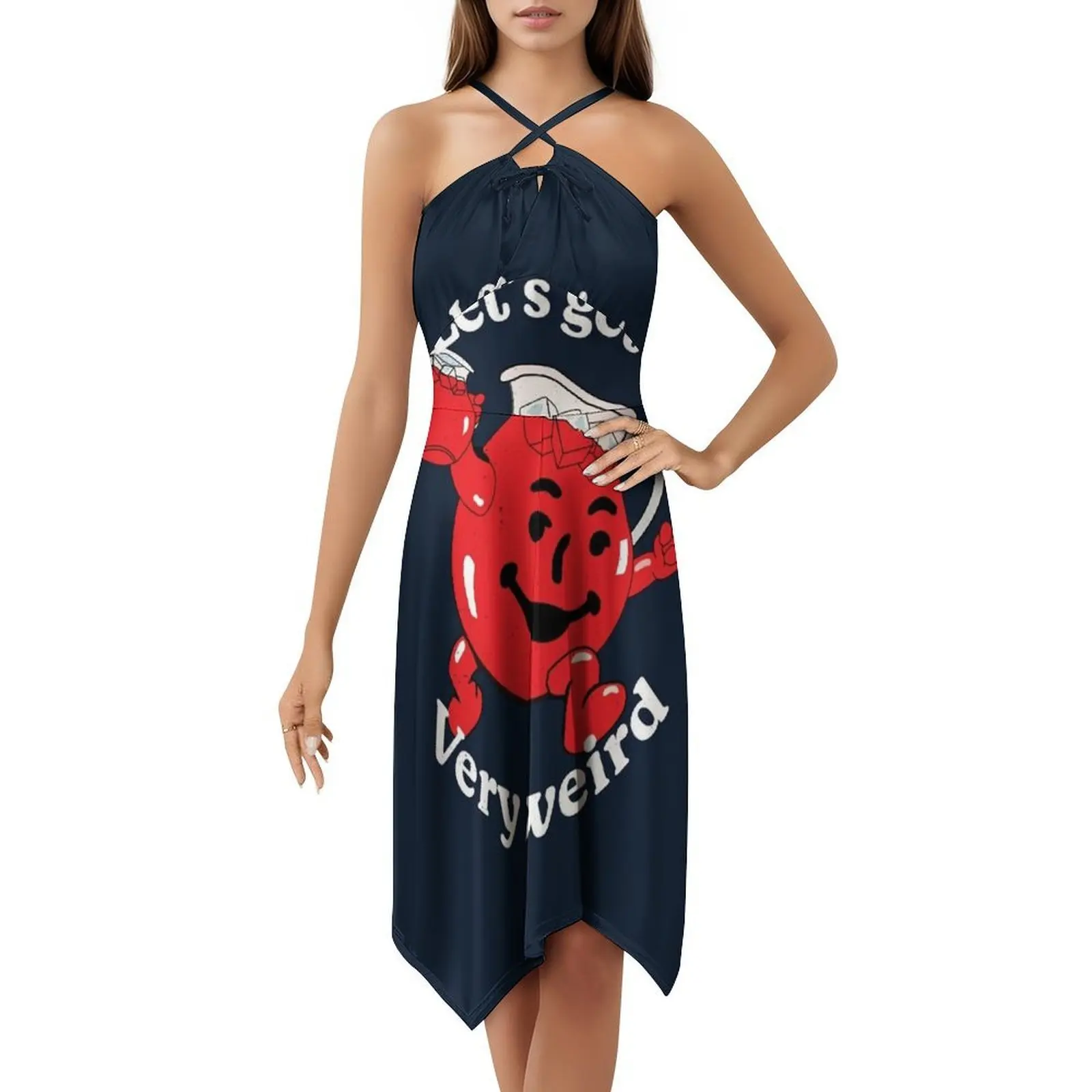 دعونا نحصل على فستان حفلات أنيق للنساء غريب جدًا على شكل حرف A مع خيارات قصيرة/طويلة/بدون أكمام من Kool Aid Kool Aid Man Lets Get #5