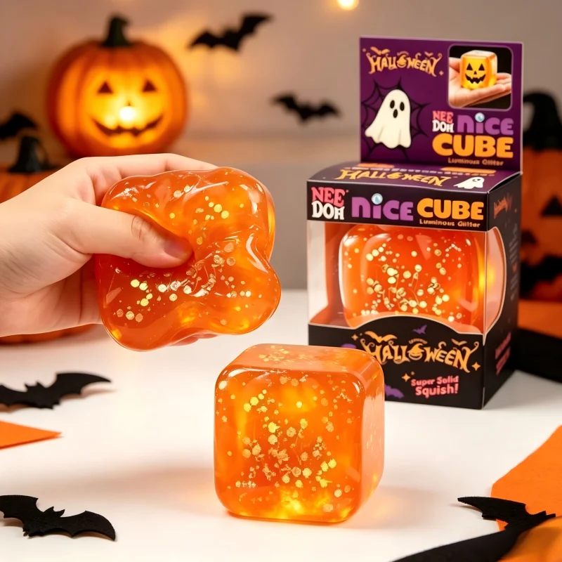Neue NeeDoh Halloween-Geschenke wie Spinnen und Kürbisse. Sensorisches Spielzeug zur Stresslinderung. Weiche Entspannungsspielzeuge – Detail 8