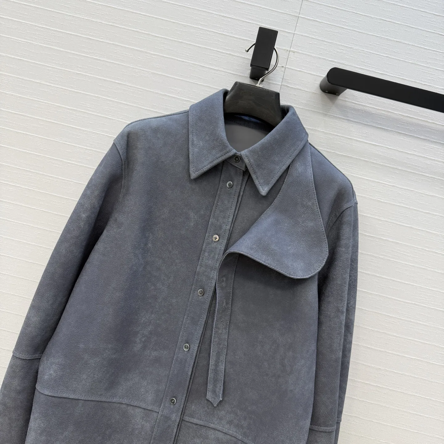 2026 New Cloudy Old Misty Blue Suede Leather Face Sheepskin Shirt Jacket 100% Suede Sheepskin