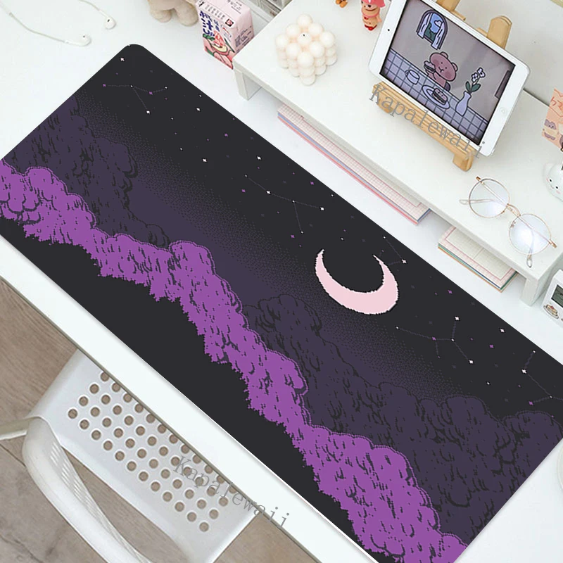 Tapis de souris de jeu Pixel Art, média, ordinateur portable, Gamer, arc-en-ciel, polymères, grand, Anime, clavier, bureau Kawaii, 900x400