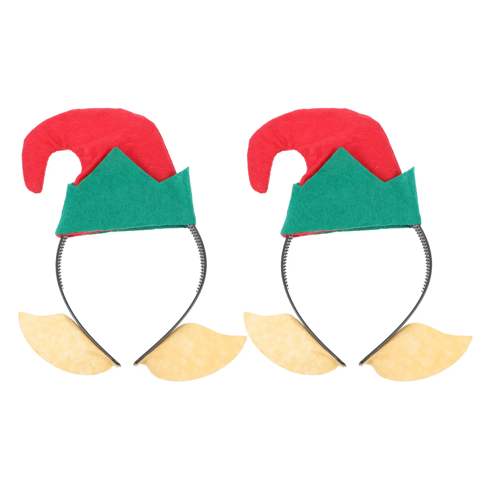 

2Pcs Elf Hat Headb Christmas Shaped Headdress Decor Festival Party Carnival Celebration Accessories Kids Adults Lightweight