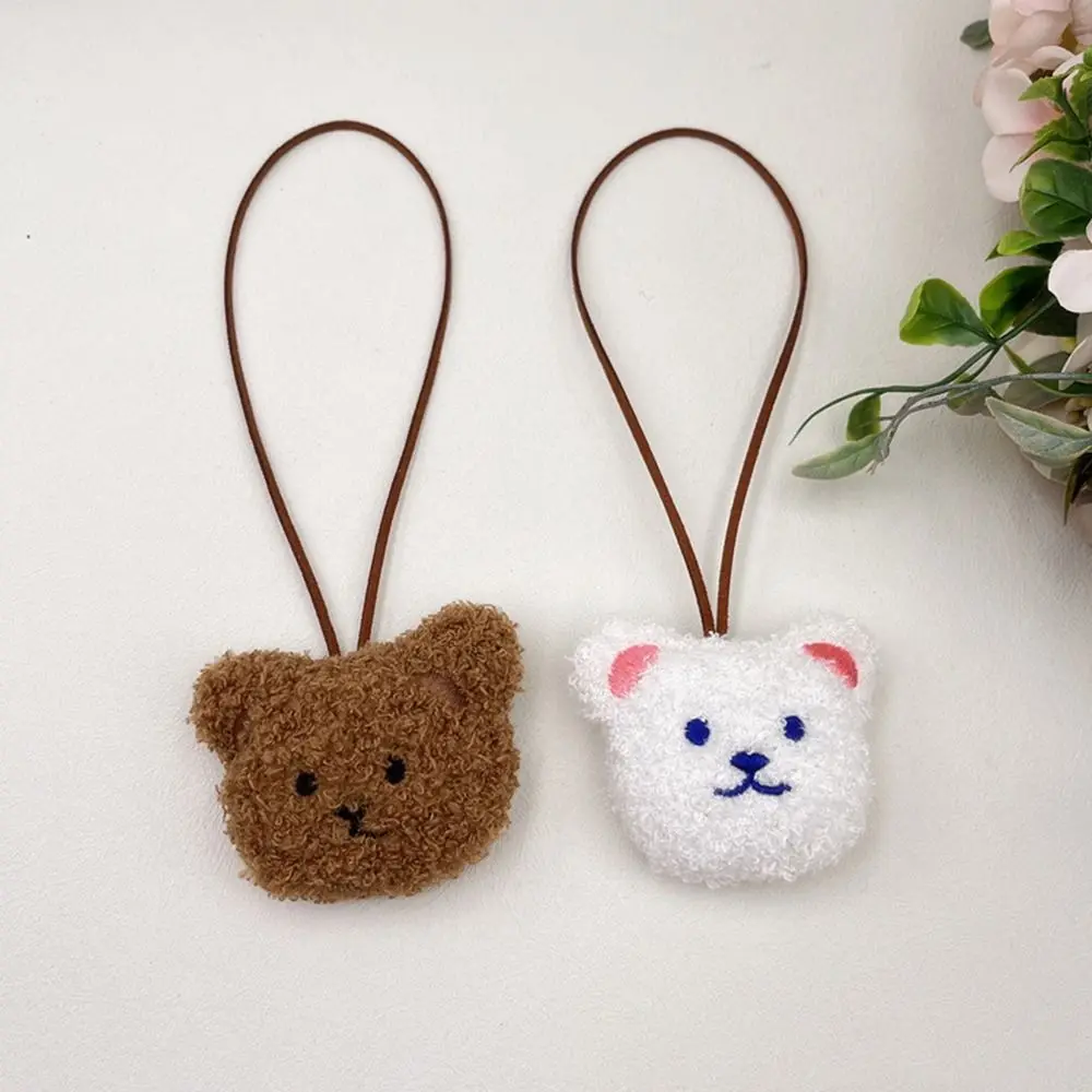 Porte-clés ours en peluche avec autocollant de nom pour enfants, pendentif poupées en peluche, porte-clés d'étiquette de dessin animé