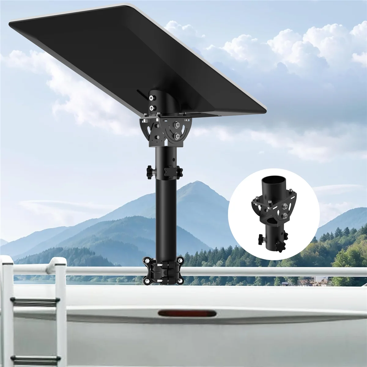 For Starlink V5/Gen 5 RV Mounting Bracket,Diam 0.9-1.1 inches,Metal Pole Mount Kit,For Ladders,Roof Racks,Balconies,Pipe Fitting