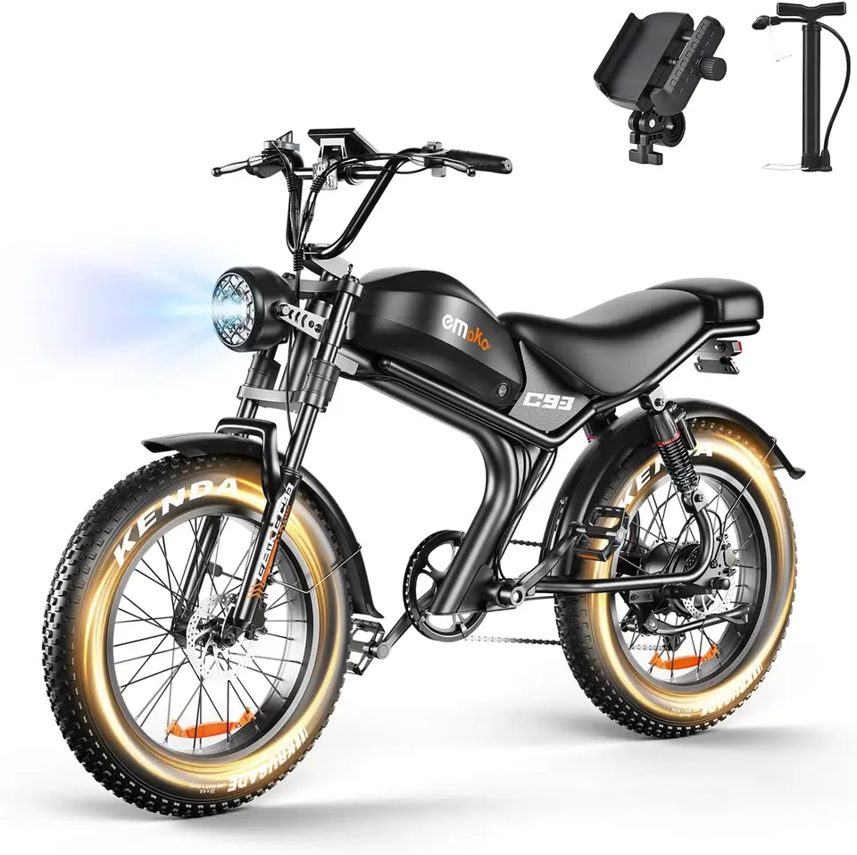 Electric Bike for Adults, 1500W/3000W Peak Motor 20" Fat Tire eBike, 48V 20Ah/23Ah Battery, 32/35MPH Full Suspension Electric Bi