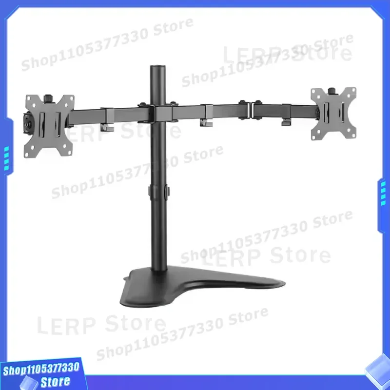 Adjustable Dual Monitor Stand 10 to 32 Inch Freestanding Metal Desk Mount with Heavy Base for Computer Screens Ergonomic VESA