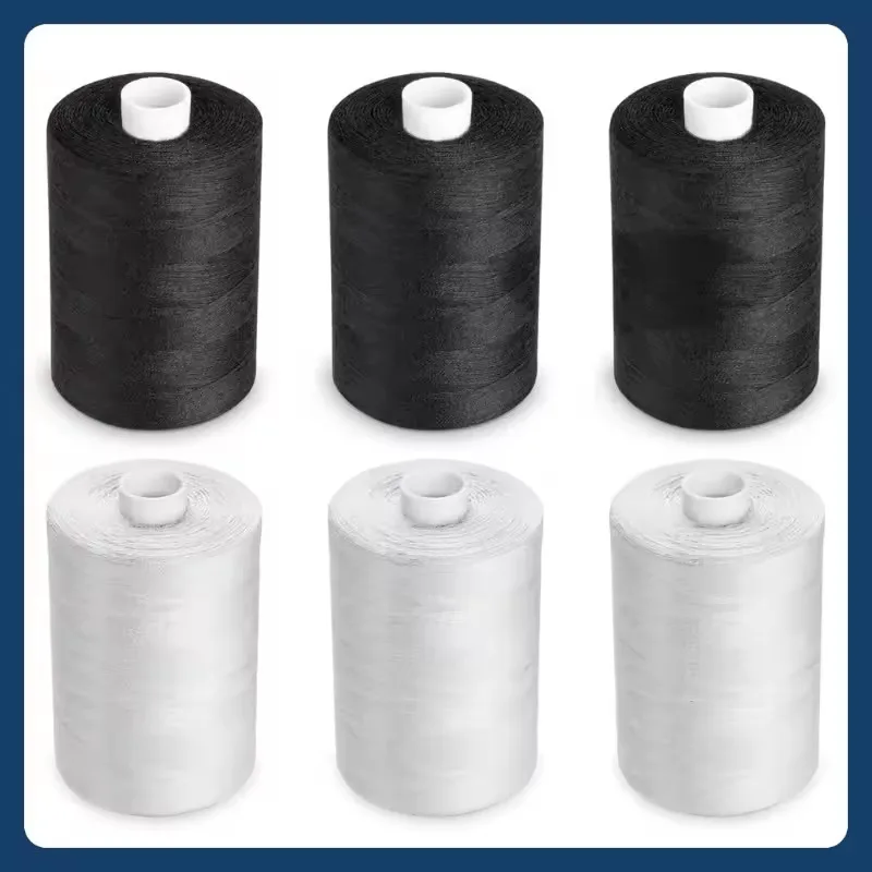 2Pcs 500 Yards Sewing Thread Polyester Thread Set Strong And Durable Black White Sewing Threads For Hand Machines Stitching