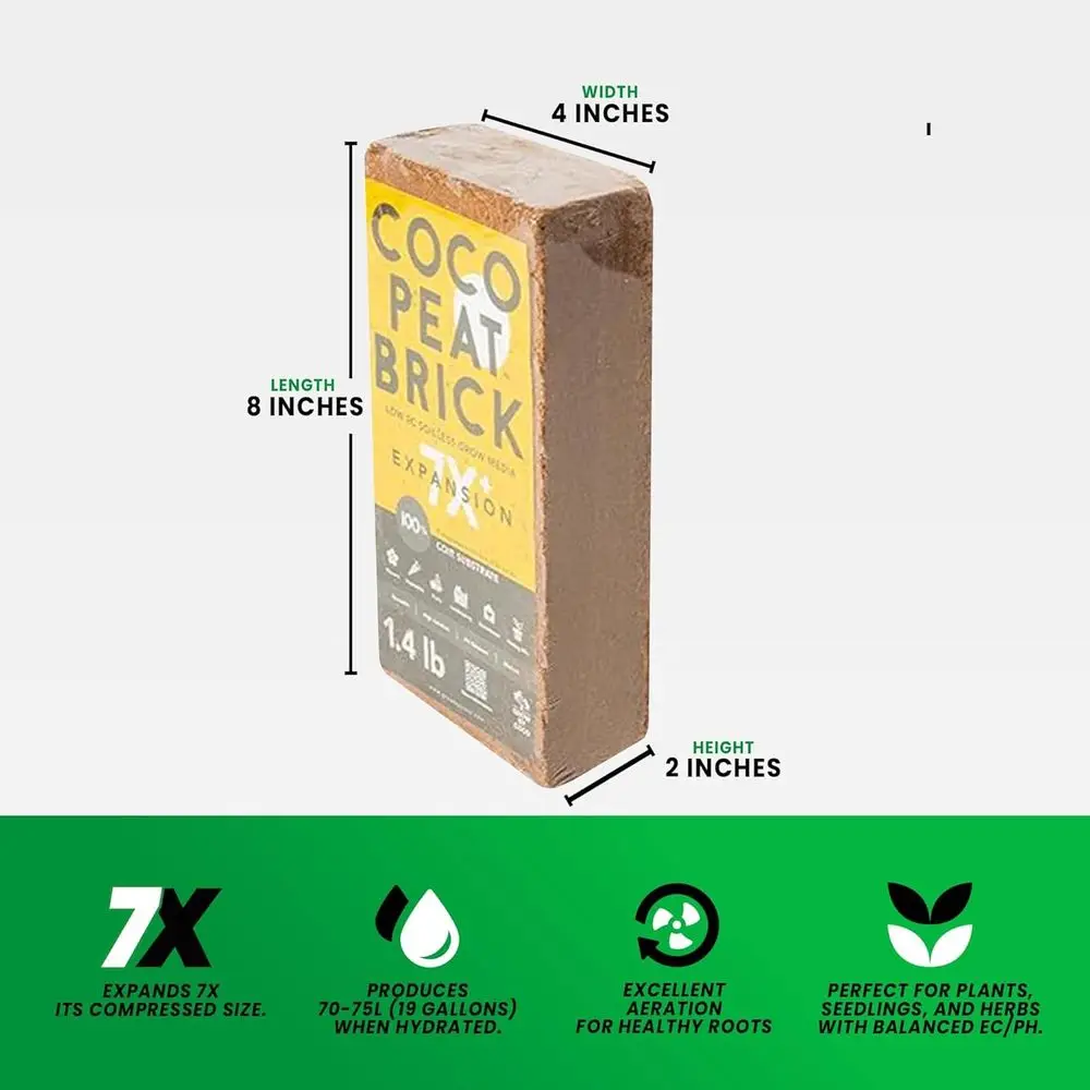650g Brick - Premium Organic CPeat Brick or Garden Soil & Potting Mixes - Seed Starter Soil, Coconut Fiber Substrate Mixes with
