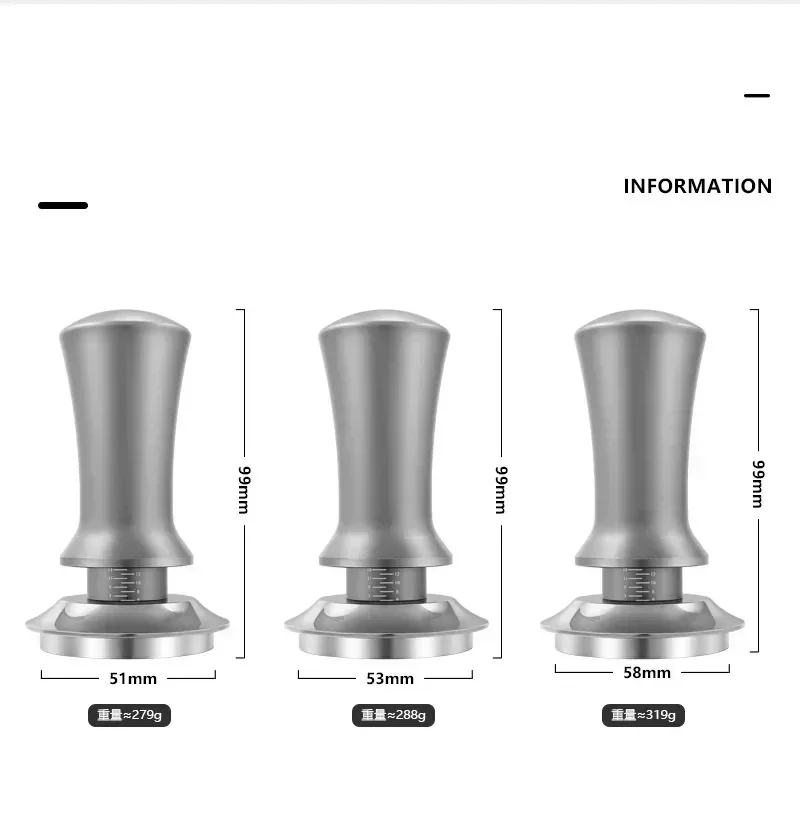 

Tamping регулируемая высота вскрытия пружины калибровка плоская стальная основа нержавеющая 30lb шкала 49 мм/53,3 мм/58,5 мм эспрессо с кофе
