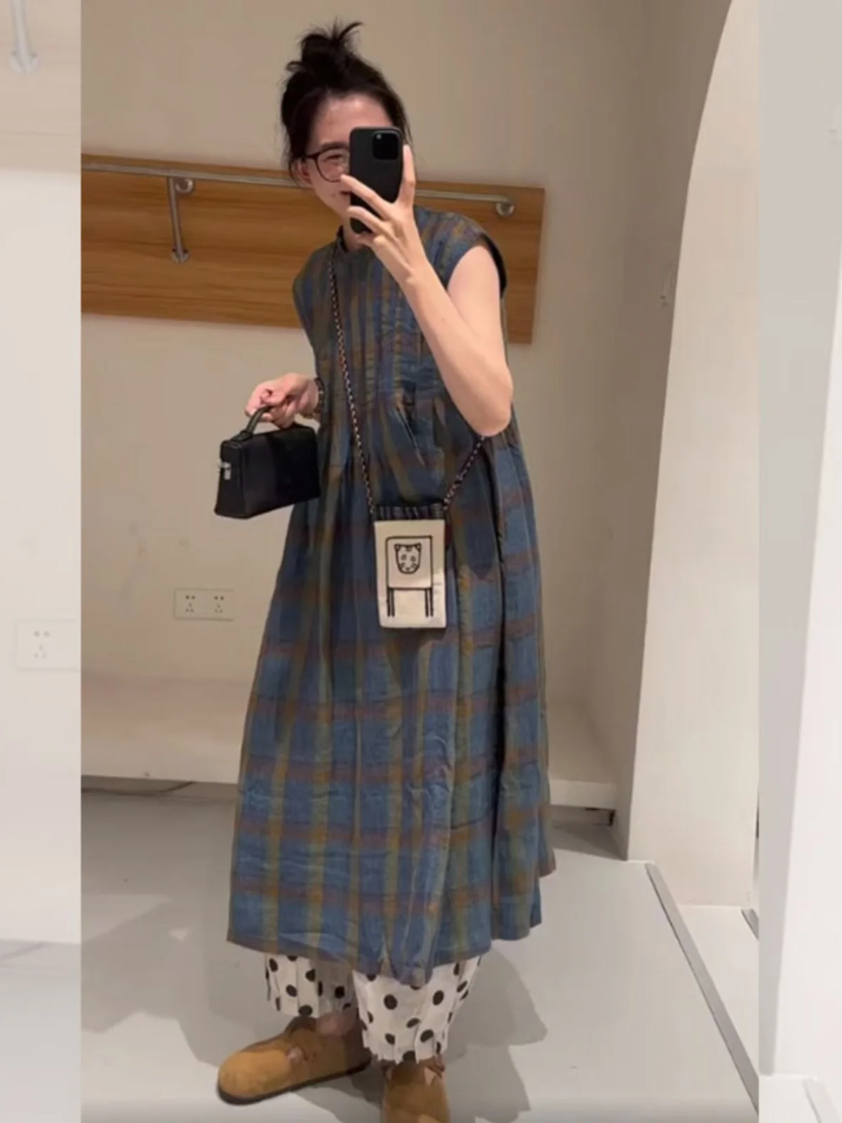 

Plus Size Loose Korean Sle Artistic Tea Break Dr Linen Material Summer Unique Long Dr ort Sve round Ne Single Piece