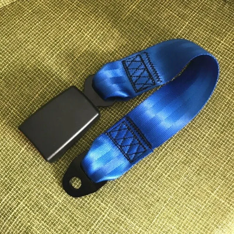 3 Point Vehicle Car Front Seat Belt Buckle Kit Automatic Retractable Straps Blue