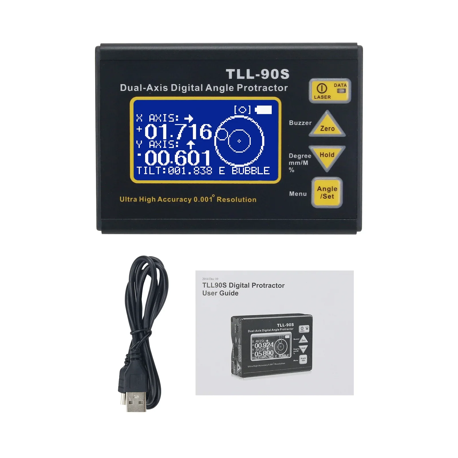 TTL-90S 0.001 Resolution Angle Finder Magnetic Inclinometer Dual-Axis Angle Protractor