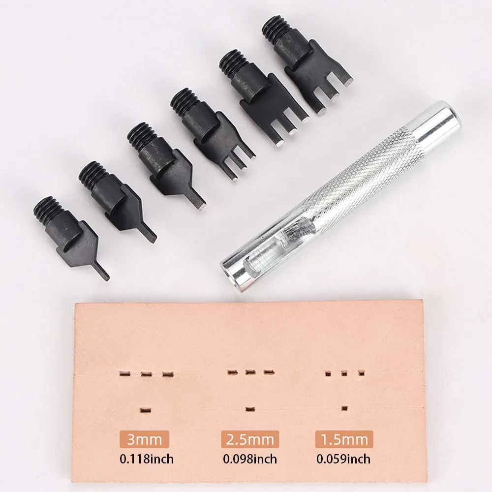1Set DIY Leathercraft Tools 1.5/2.5/3mm Punching Length Leather Hole Punches Stitching Punch Tool 1+3 Prong Parallel Hole Tool