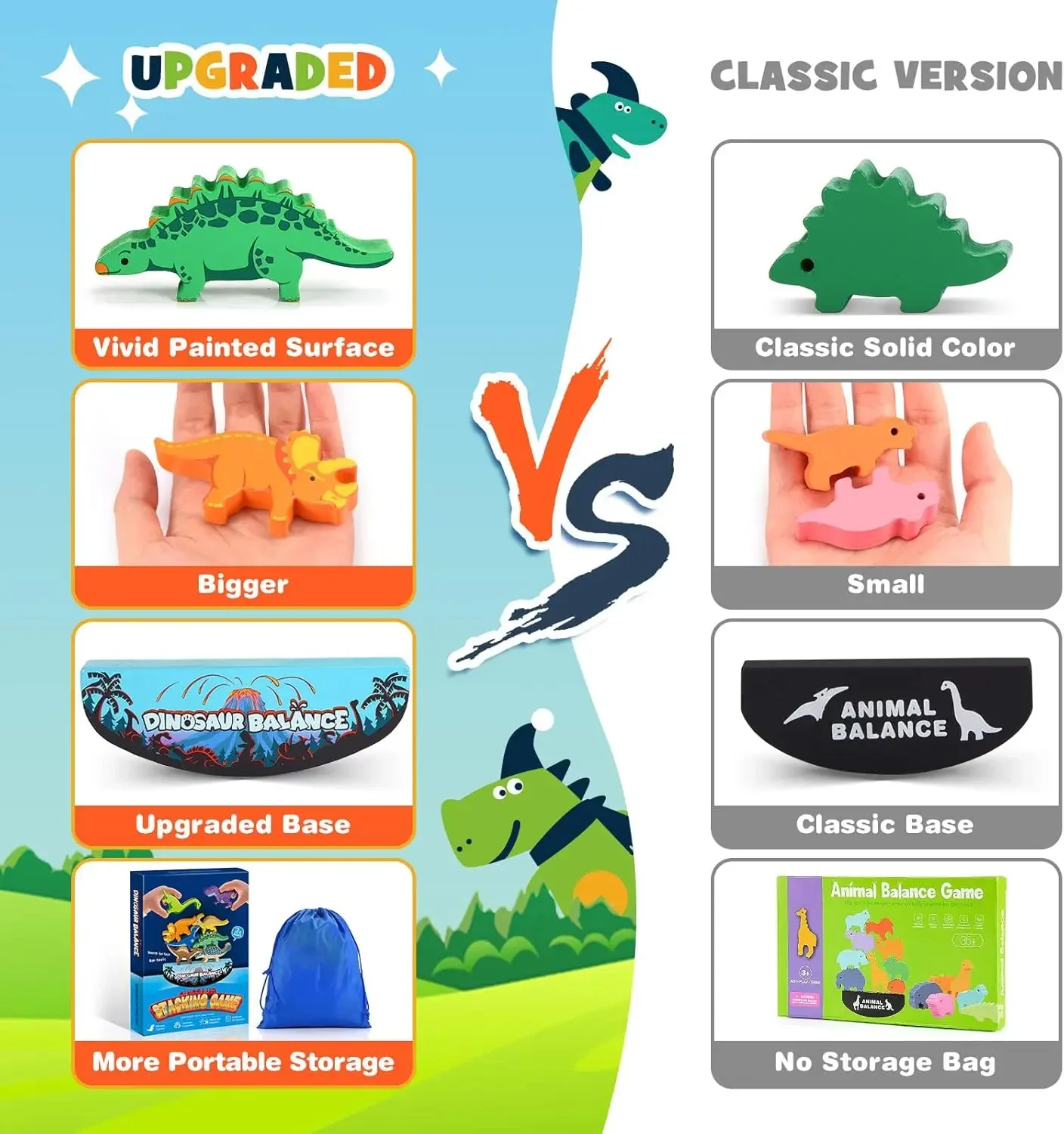 Zabawki Montessori dla dzieci 3-7 Drewniane klocki dinozaurów/zwierząt Gry edukacyjne dla dzieci 3 4 5 6 lat Prezent urodzinowy