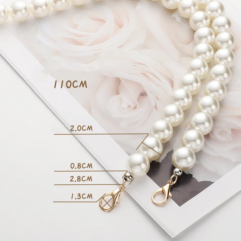 Bag Chain Multiple Sizes Single Shoulder Crossbody Handbag Chain Bag Chain Pearl Chain Lobster Buckle Chain Diy Pearl