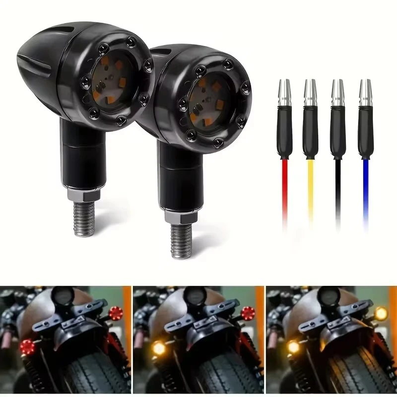 1Pair Bullet Motorcycle Universal Flash Lights LED Indicator Lights down Lights Rear Brake Lights  Motorcycle Turn Signal