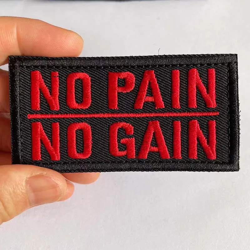 Embroidery English Alphabet Hook And Loop Patches NO PAIN NO GAIN/ DARE To Be Great Slogan Words Emblem Appliques For Backpack