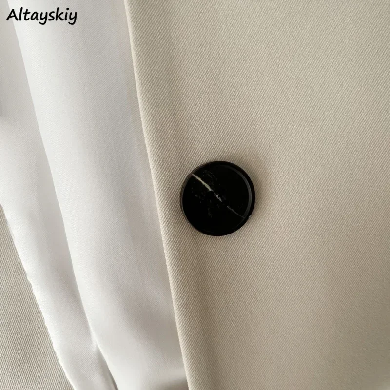 여성용 블레이저 카키색 봄 클래식 싱글 브레스티드 솔리드 심플 브리티시 스타일 오피스룩 출퇴근 레저 베이직 루즈 스타일리쉬