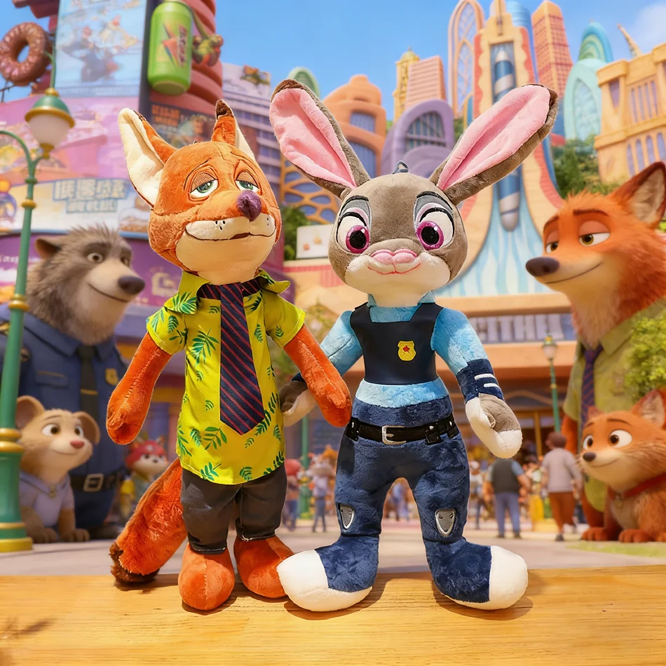 

Плюшевые игрушки-фигурки Ник Уайлд и Джуди Хоппс из мультфильма «Зверополис», 30-50 см, новые, для декора дивана, подарок на день рождения для детей