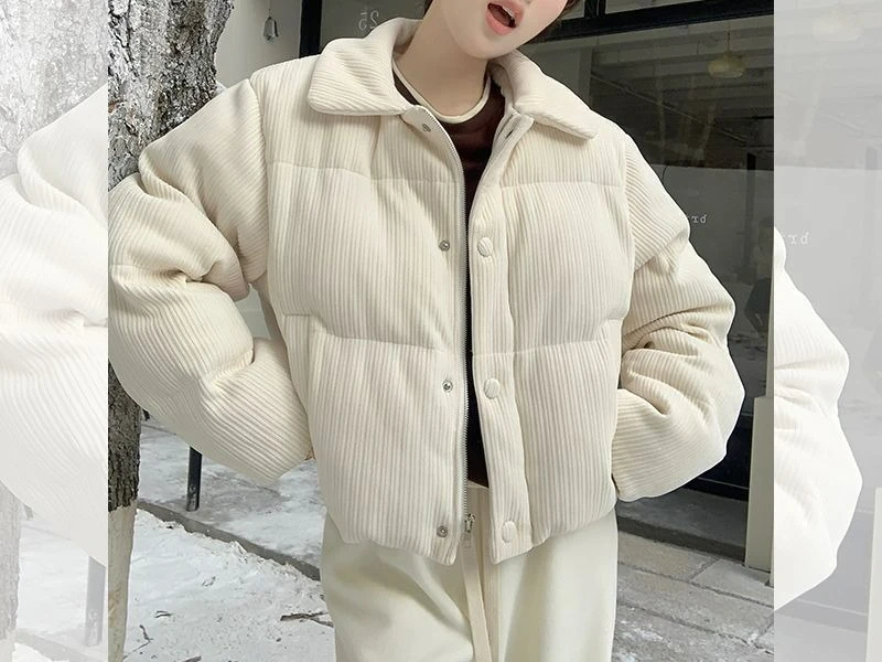 Thickened Warm Cotton Jacket for Women 2025 New Winter Short Loose Corduroy Cotton Coat