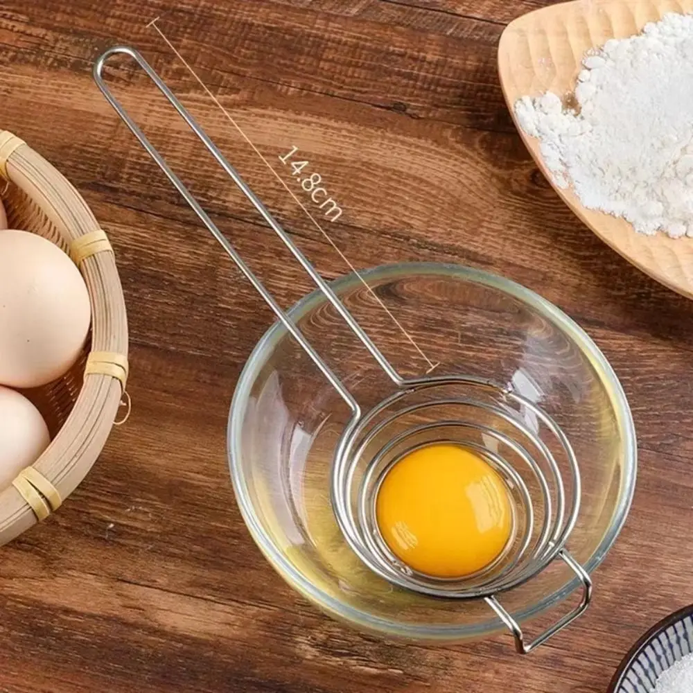 New Stainless Steel Egg Divider Long Handle Kitchen Gadgets Egg Filter Circles Funnel Egg Yolk Separator image 3
