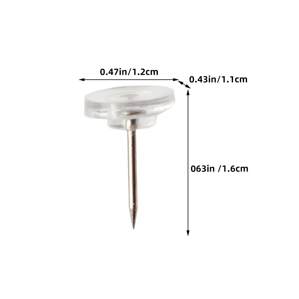 100pcs Clear Flat Head Round Thumb Tacks Transparent Push Pins For Bulletin Board Map Wall Cork Accessories Decorative Tacks