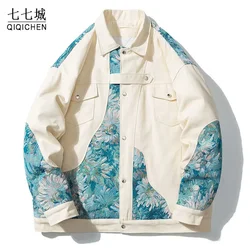 Autumn Varsity Jacket Men Cotton Embroidered Patchwork Stand Collar Jackets Japanese Harajuku Casual Coat Unisex Streetwear New